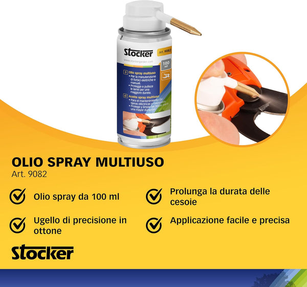 Kit Manutenzione Professionale per Forbici a Batteria - Olio Spray + Grasso Lubrificante + Detergente -Stocker