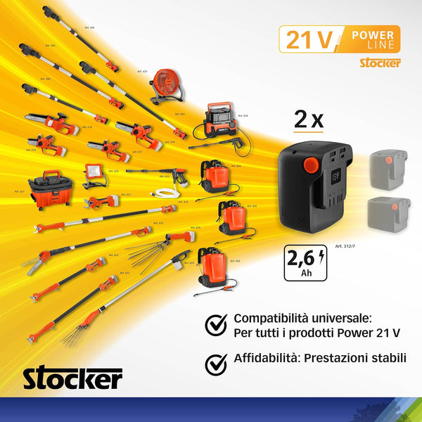 BATTERIE POWER 21 V 2,6 AH - Kit 2 Batterie - Universale Linea 21 V - Litio 56 Wh - Stocker