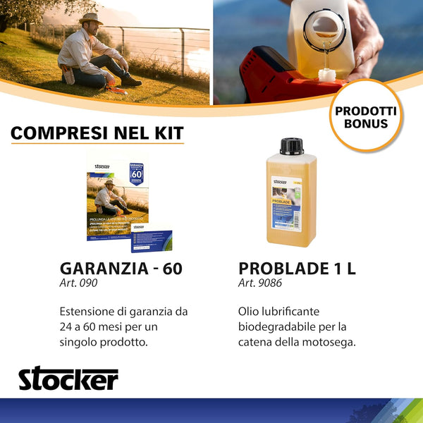 Kit Potatura Motosega con Manico Telescopico Magma E-150 LA 21V - Batteria 2.6Ah e Olio Lubrificante Inclusi - Taglio Fino a 3,5m - Stocker