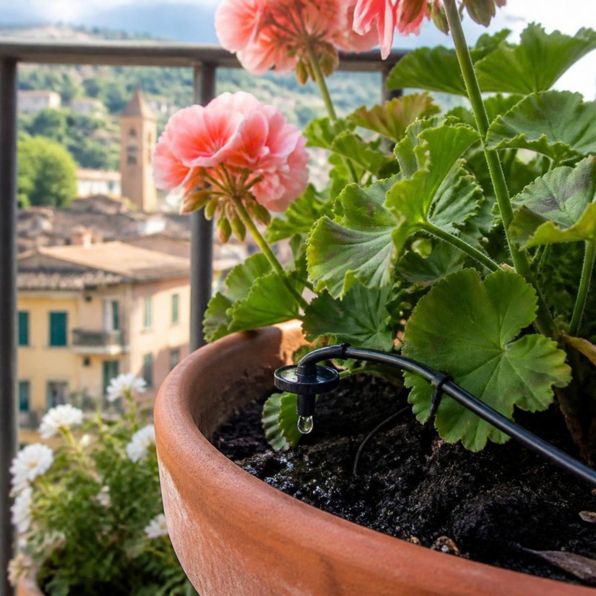 Irrigazione a goccia su balcone