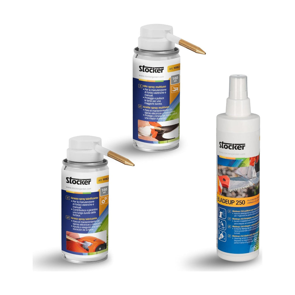 Kit de mantenimiento para tijeras a batería (aceite, grasa, detergente) - Stocker