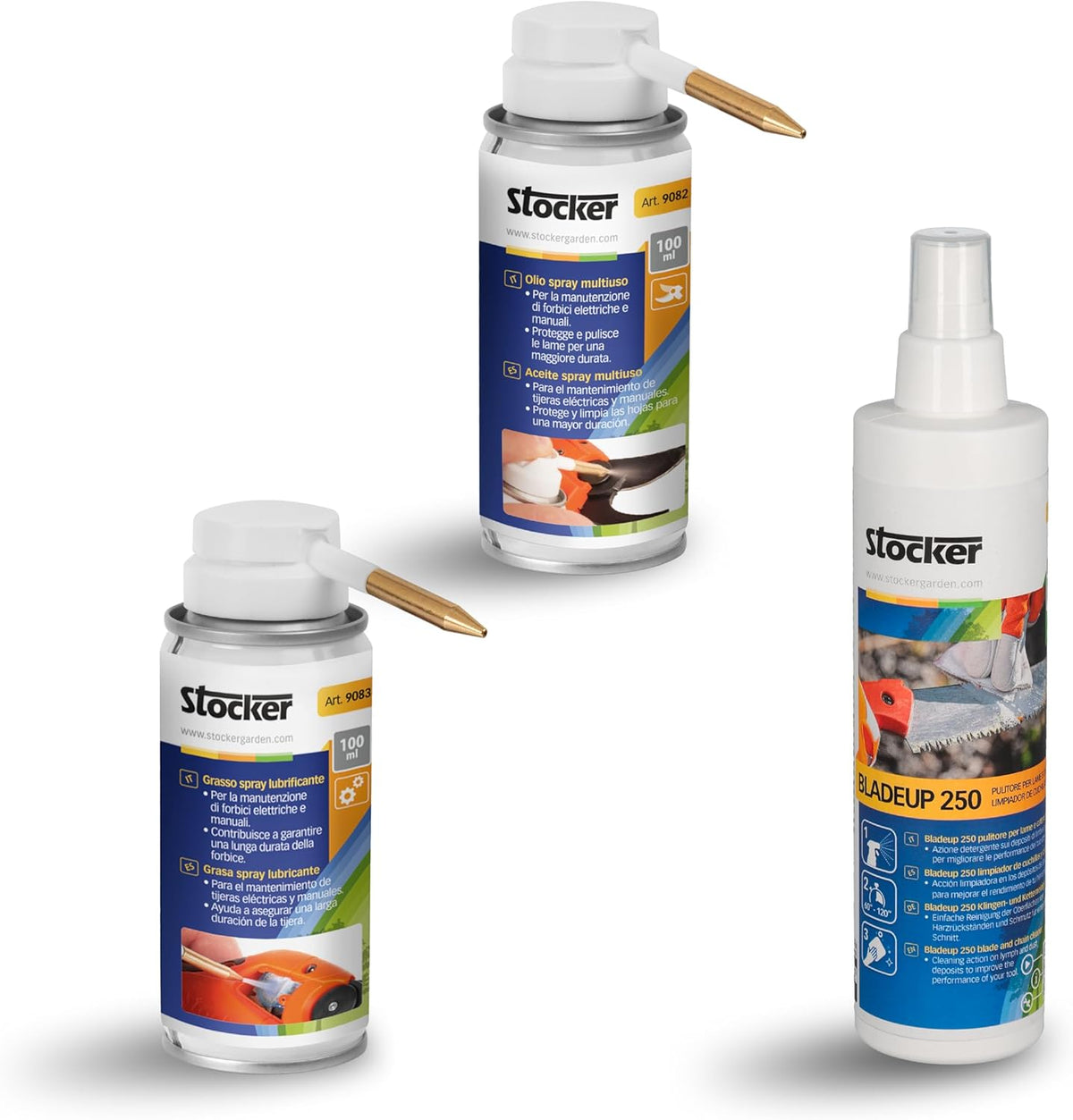 Kit manutenzione per forbici a batteria (olio, grasso, detergente) - Stocker