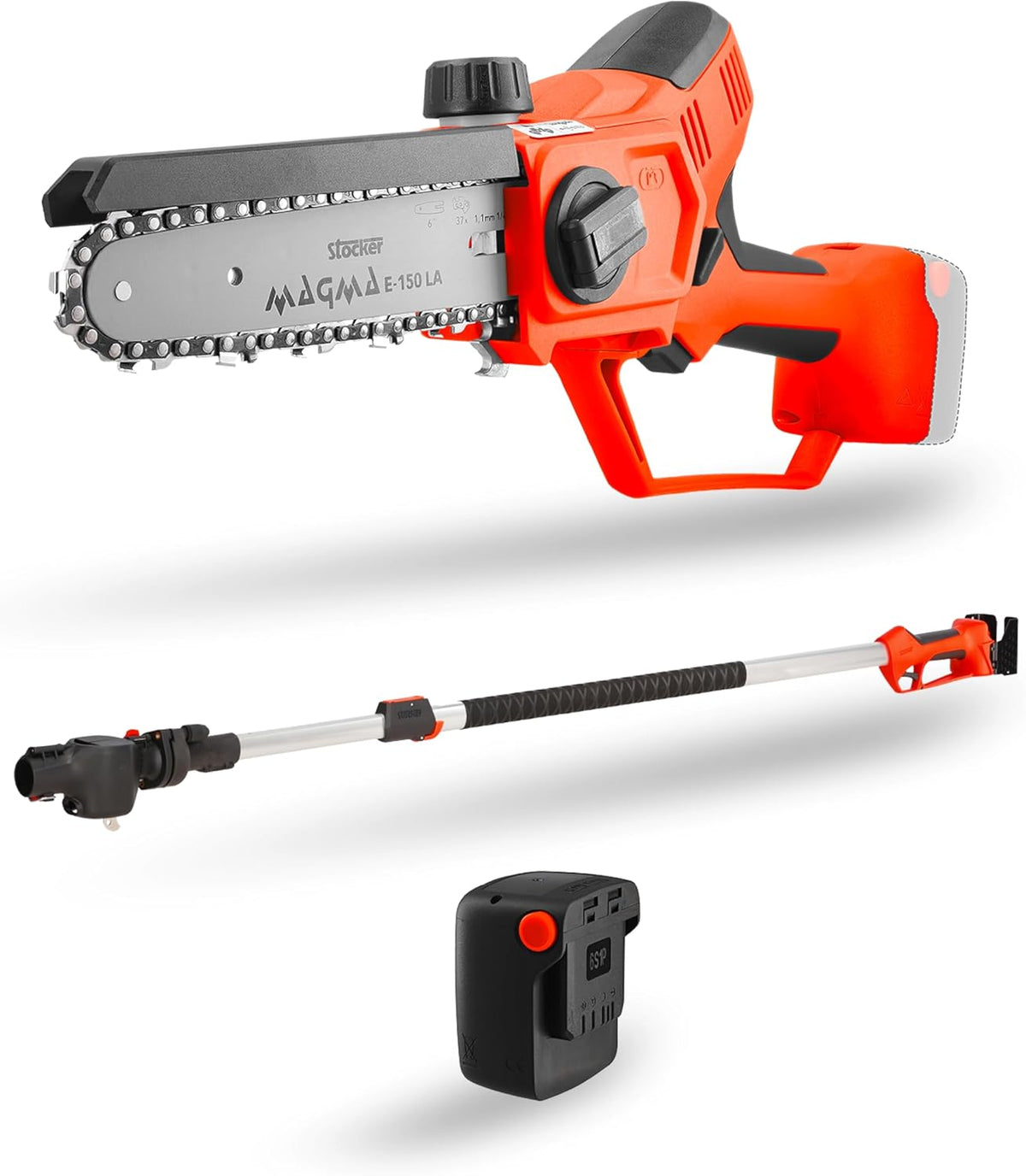 Motosega da potatura telescopica Magma E-150 LA 21 V con batteria e olio - Stocker