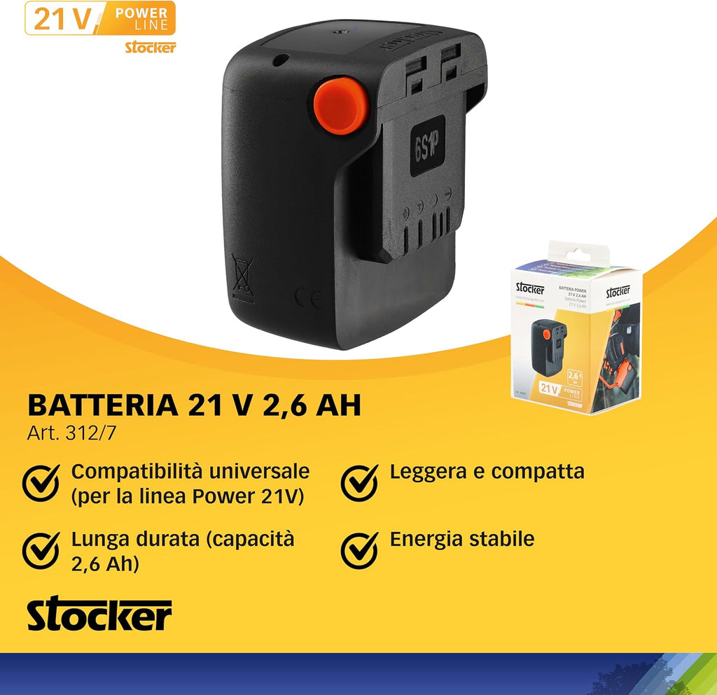 Pompa elettrica a zaino 15 L con batteria 21 V 2,6 Ah - Stocker