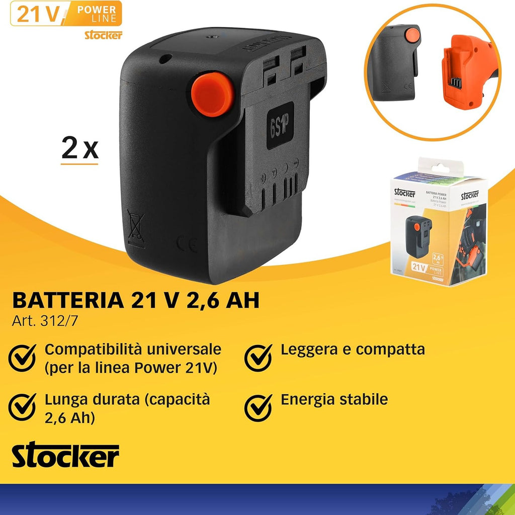 Kit 2 Power 21 V 2.6 Ah Batteries - Stocker