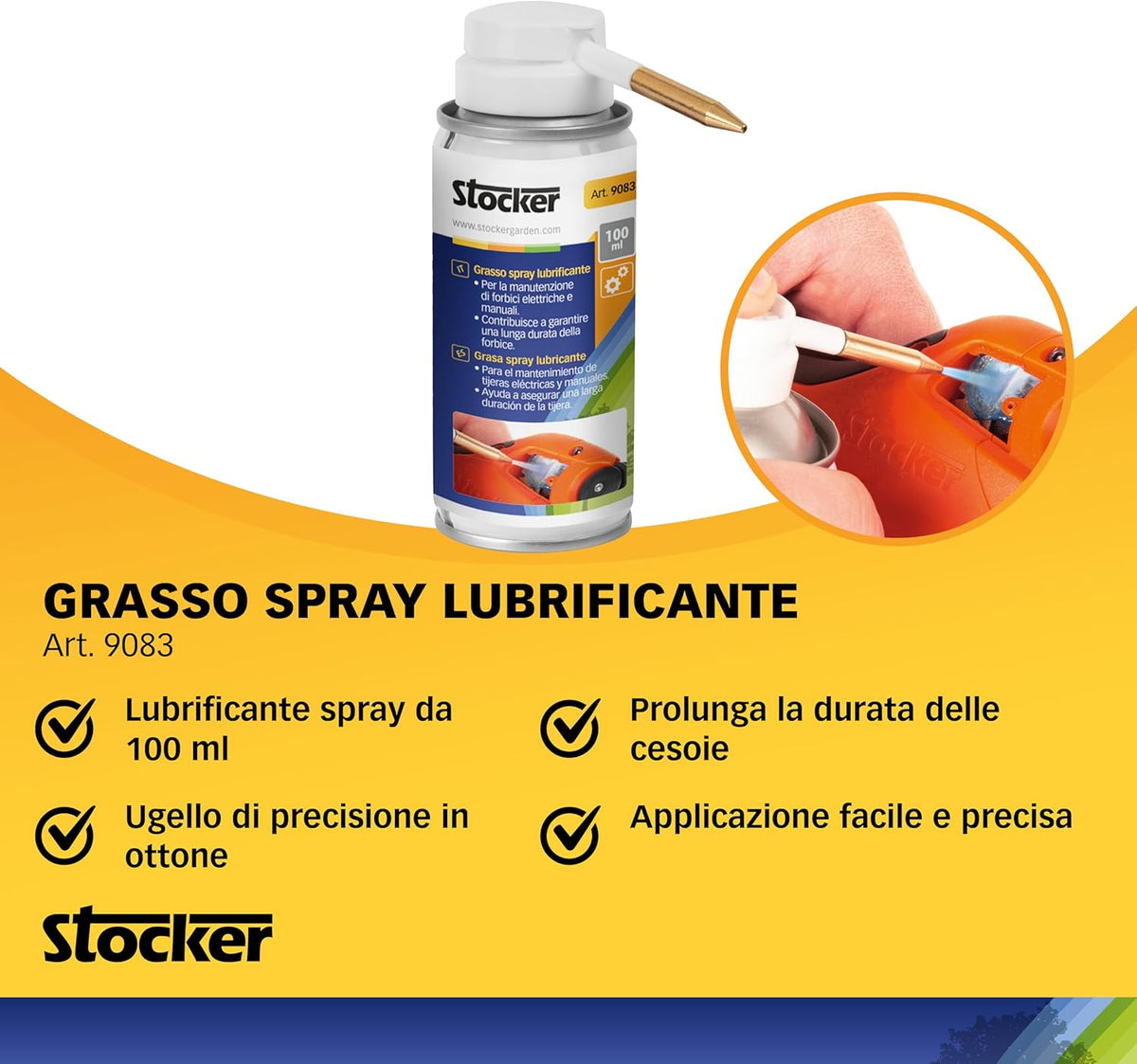 Kit manutenzione per forbici a batteria (olio, grasso, detergente) - Stocker