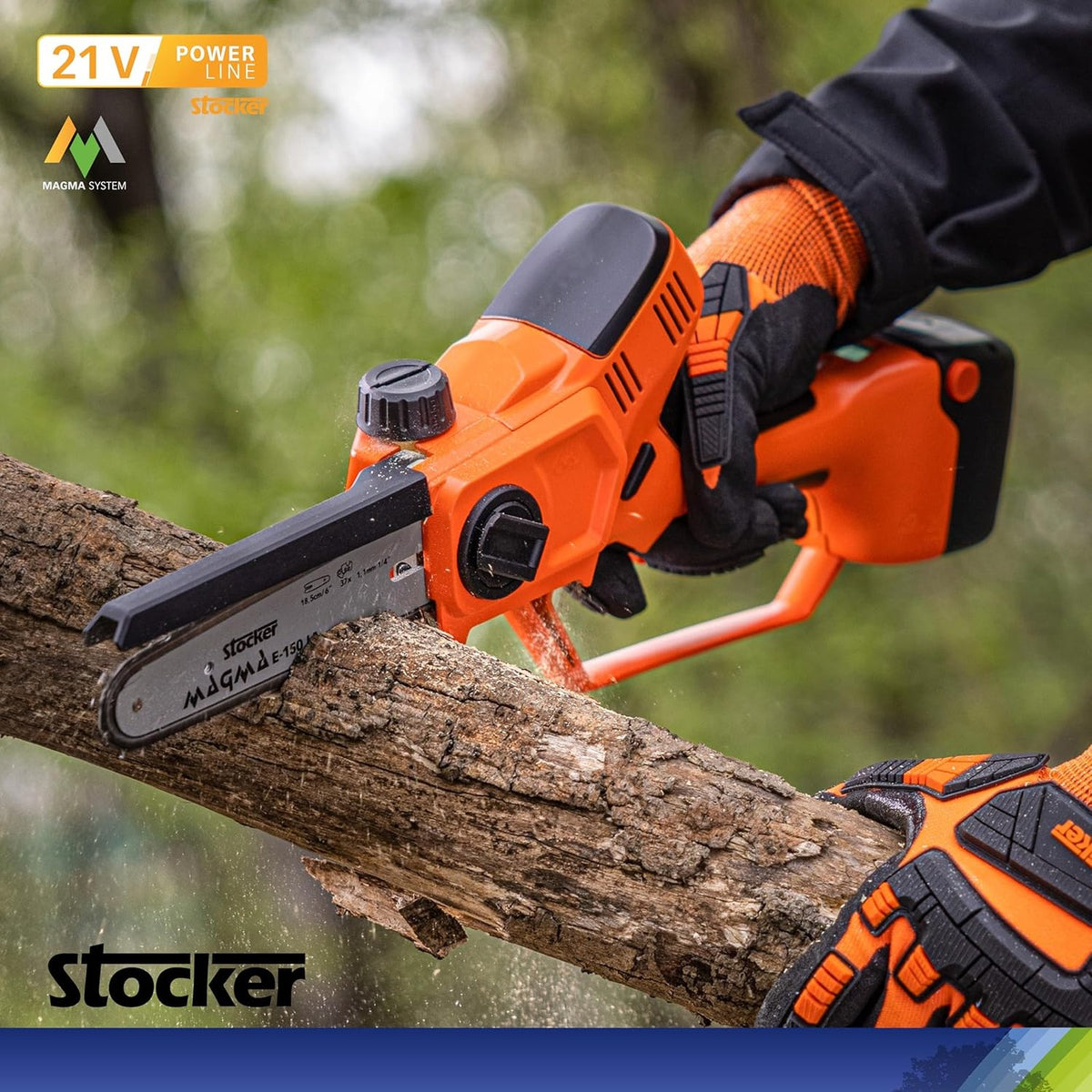 Magma E-150 LA 21 V Telescopic Pruning Chainsaw with Battery and Oil - Stocker